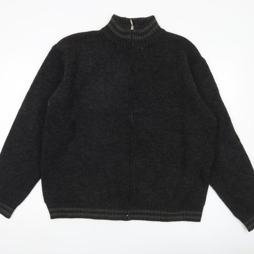 Republic Mens Black XL Full Zip Wool Blend Mock Neck Jumper