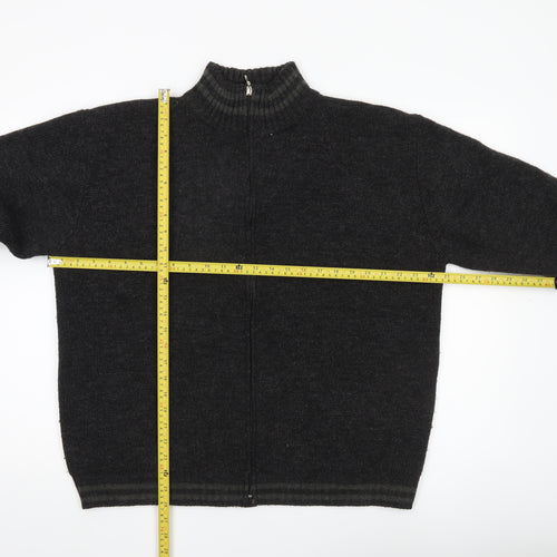 Republic Mens Black XL Full Zip Wool Blend Mock Neck Jumper