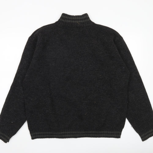 Republic Mens Black XL Full Zip Wool Blend Mock Neck Jumper