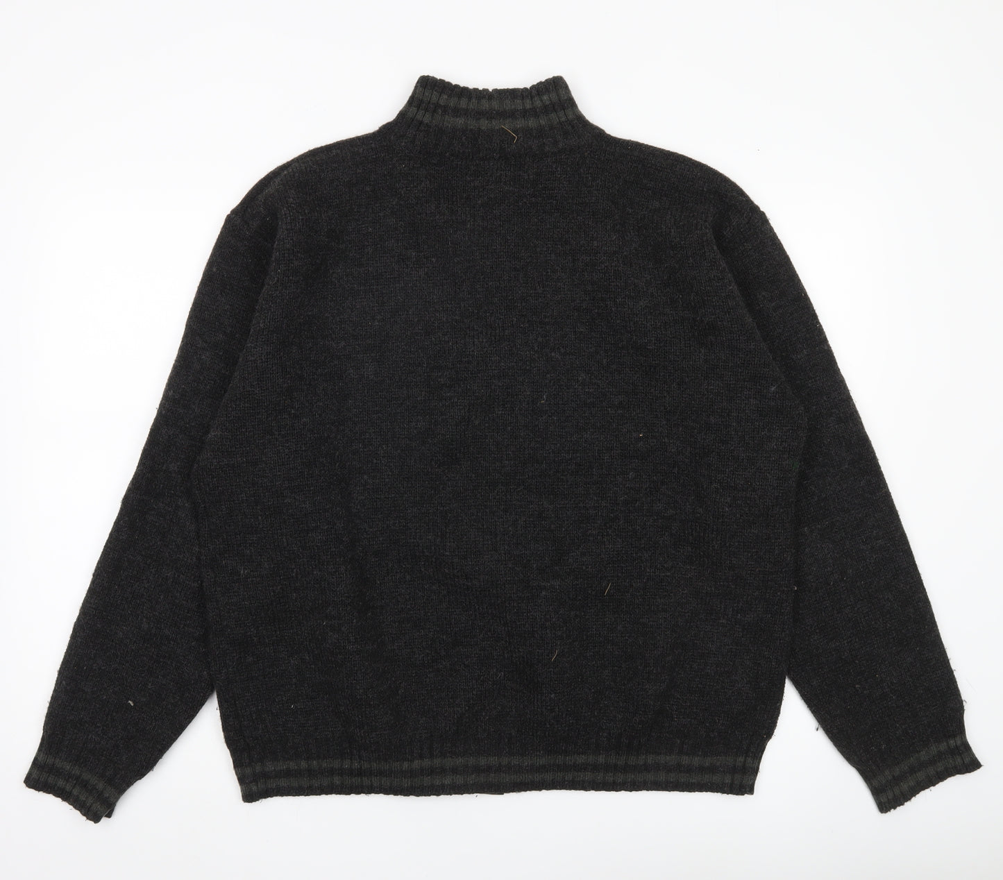 Republic Mens Black XL Full Zip Wool Blend Mock Neck Jumper