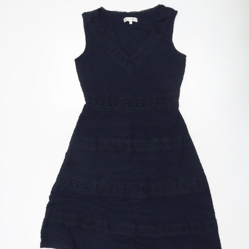 John Rocha Women’s Blue Size 8 A-Line Sleeveless V-Neck Dress