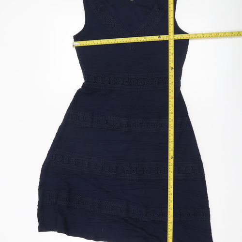 John Rocha Women’s Blue Size 8 A-Line Sleeveless V-Neck Dress