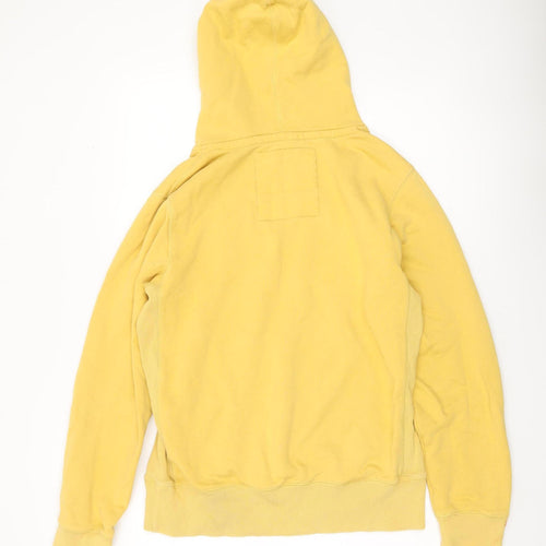 Superdry Mens Yellow Pullover Hoodie Size M Graphic Logo Sweatshirt