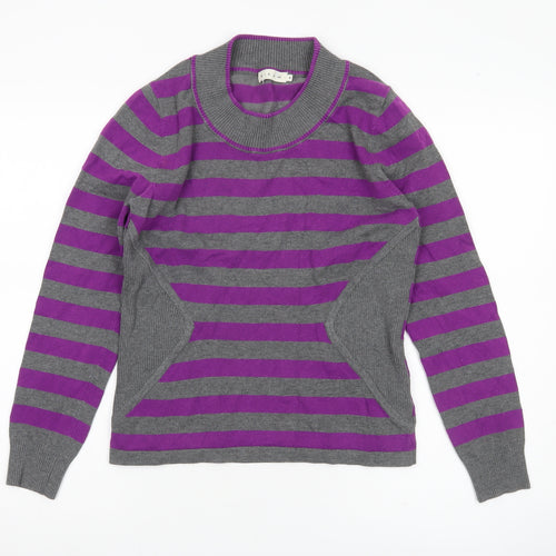 Micha Women’s Grey Purple Striped Pullover Jumper M