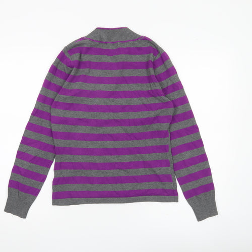 Micha Women’s Grey Purple Striped Pullover Jumper M
