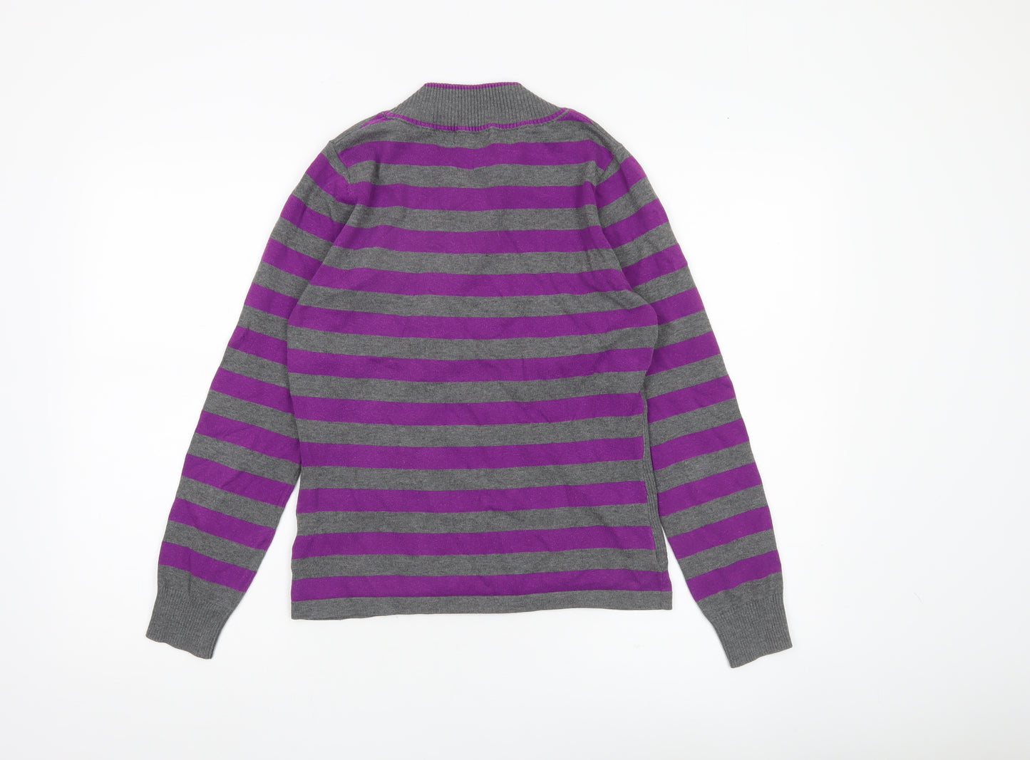 Micha Women’s Grey Purple Striped Pullover Jumper M