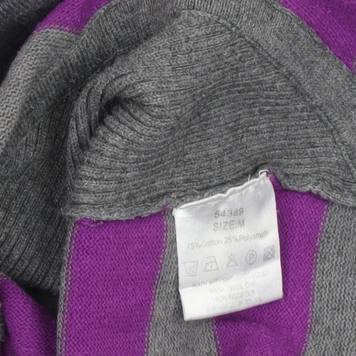 Micha Women’s Grey Purple Striped Pullover Jumper M