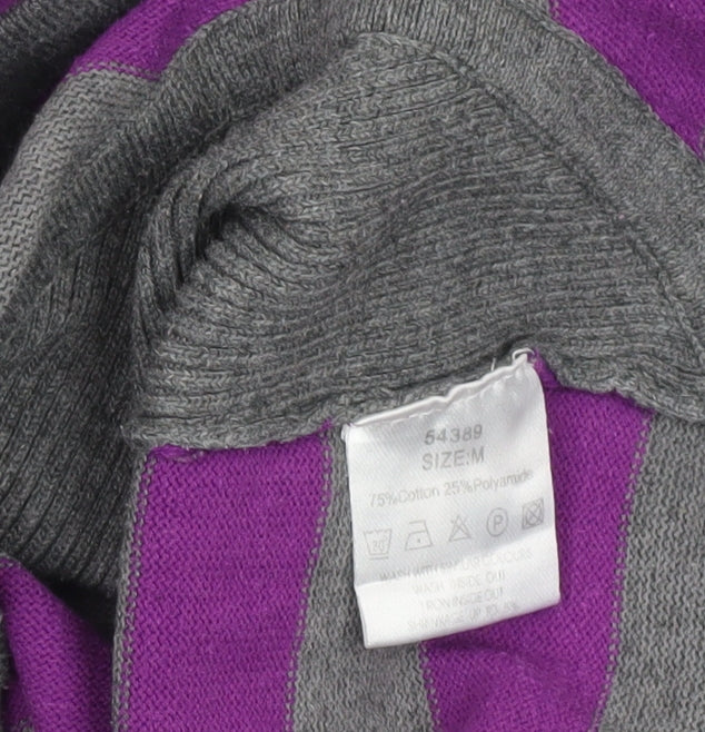 Micha Women’s Grey Purple Striped Pullover Jumper M