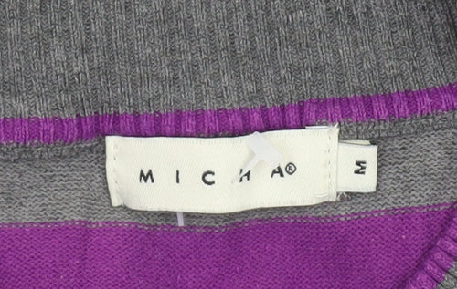Micha Women’s Grey Purple Striped Pullover Jumper M
