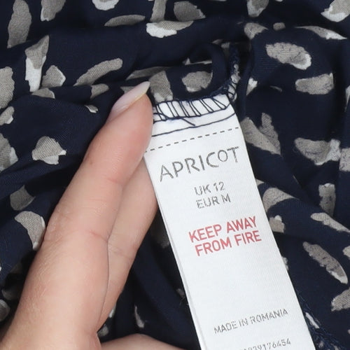 Apricot Women’s Blue Geometric Shift Dress UK 12 Long Sleeve