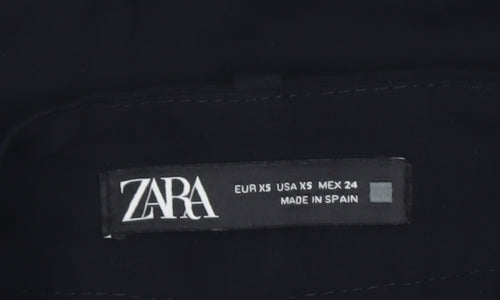 Zara Women Black XS Bermuda Pleated Shorts Viscose Blend Workwear