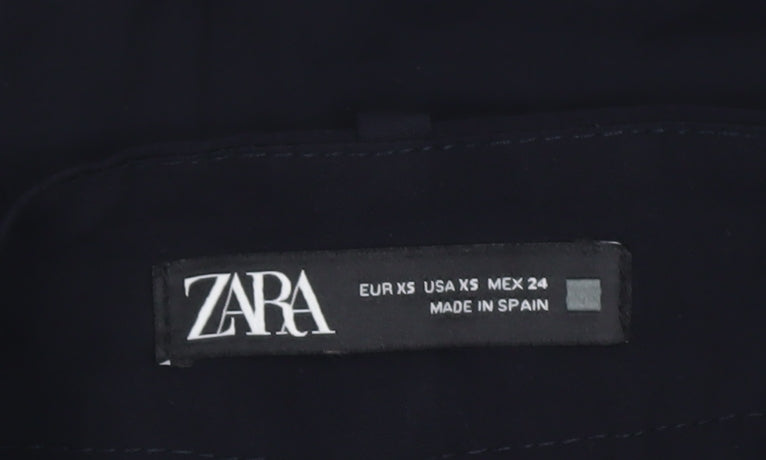 Zara Women Black XS Bermuda Pleated Shorts Viscose Blend Workwear