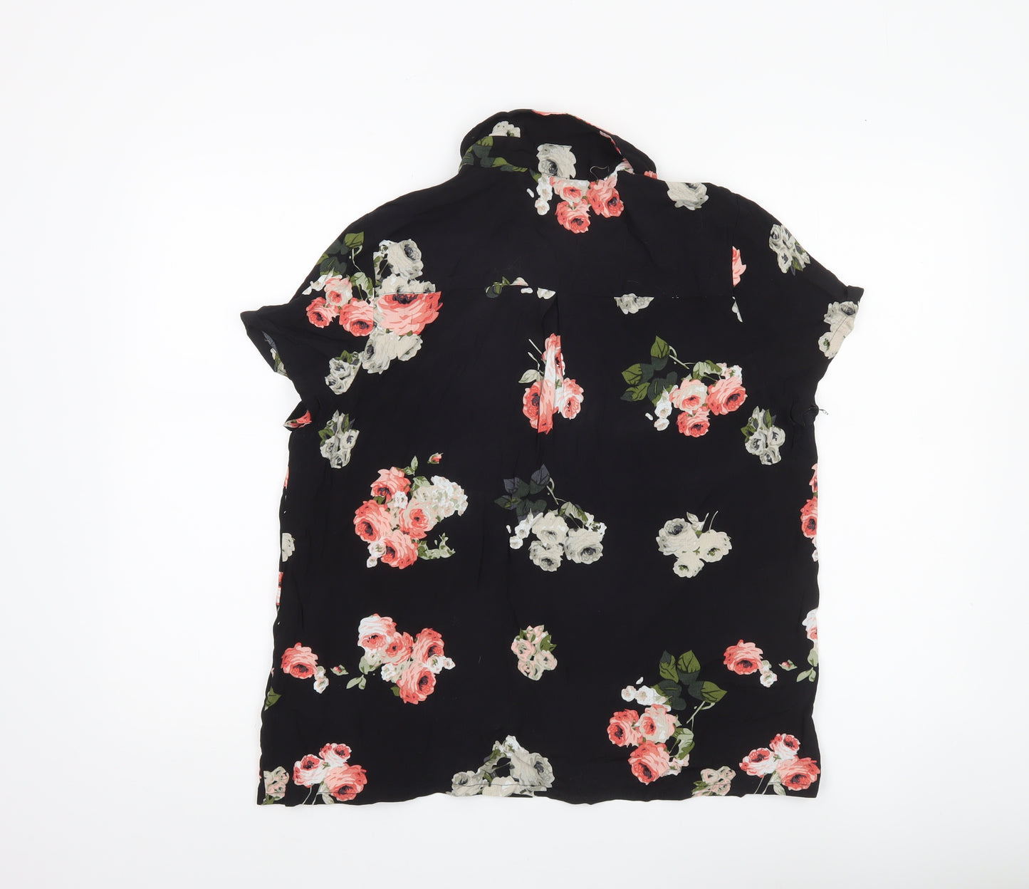 Minkpink Womens Black Floral Button-Up Shirt L Lightweight Viscose