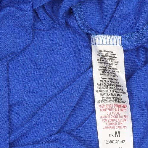 Wallis Women’s Blue Tunic Blouse M Studded 3/4 Sleeve Boat Neck