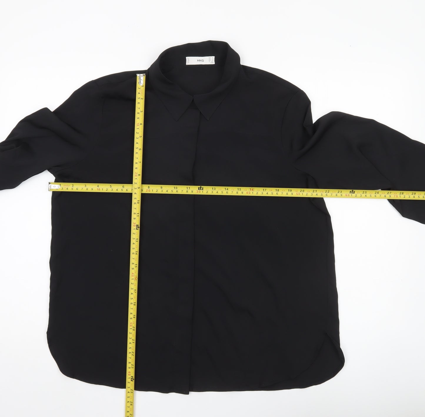 MNG Women’s Black Blouse Size 14 Long Sleeve Collared Workwear