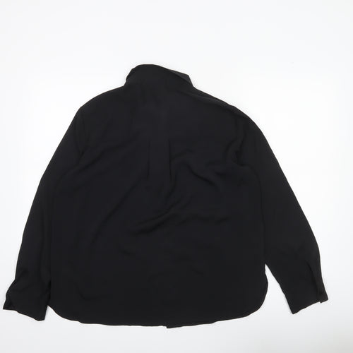 MNG Women’s Black Blouse Size 14 Long Sleeve Collared Workwear