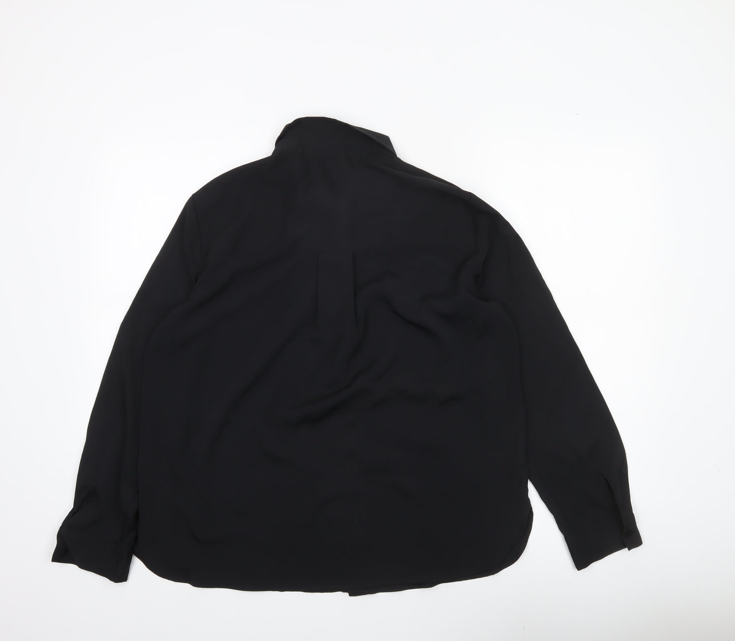 MNG Women’s Black Blouse Size 14 Long Sleeve Collared Workwear