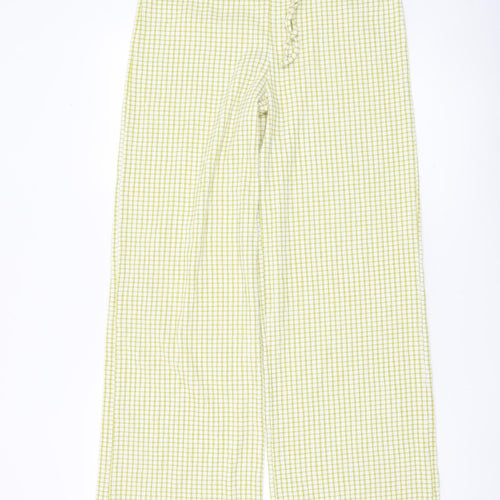 ASOS Women Green Check Wide Leg Trousers Size 12-14 Summer Casual