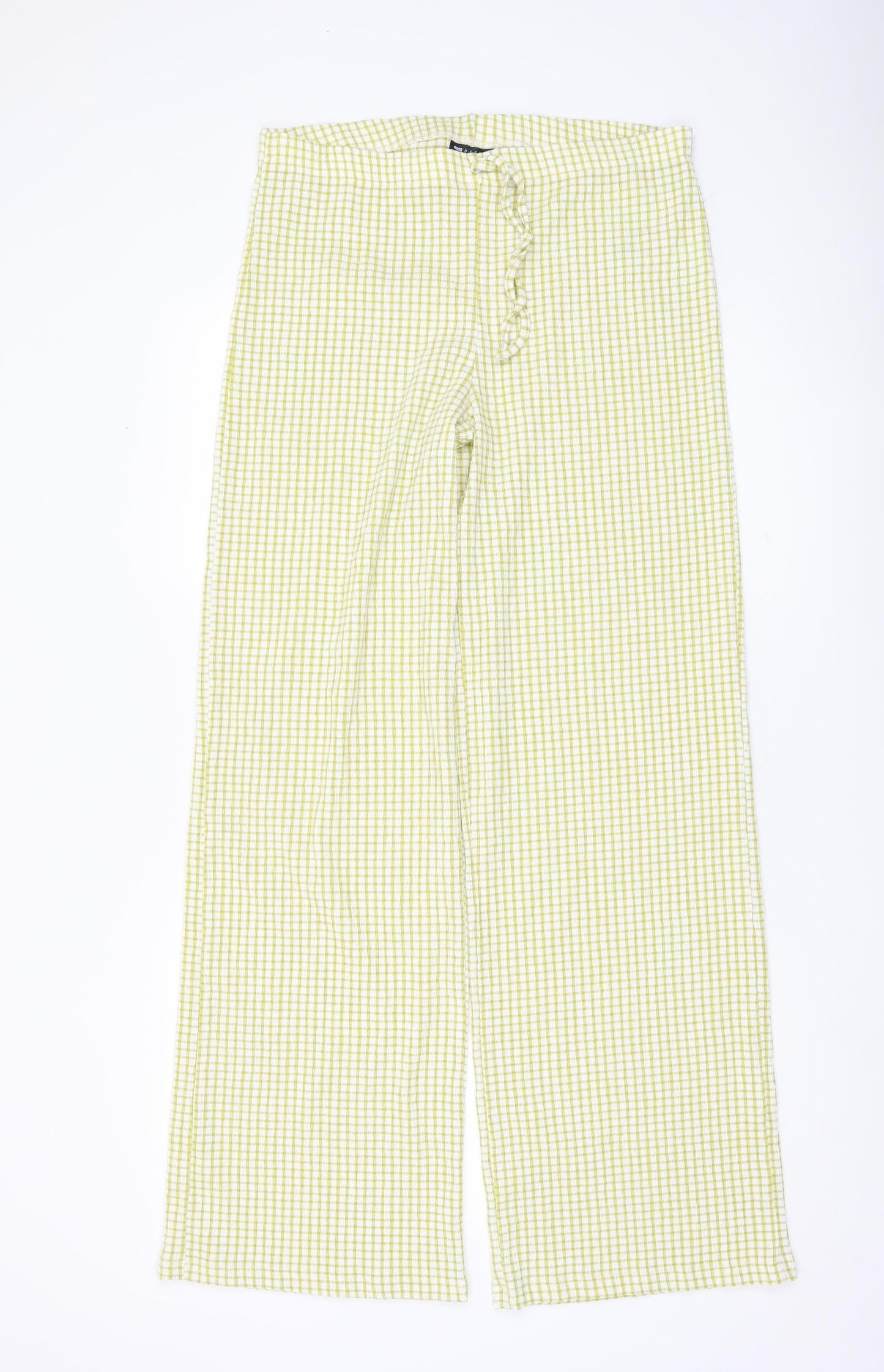 ASOS Women Green Check Wide Leg Trousers Size 12-14 Summer Casual