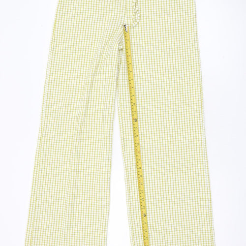 ASOS Women Green Check Wide Leg Trousers Size 12-14 Summer Casual
