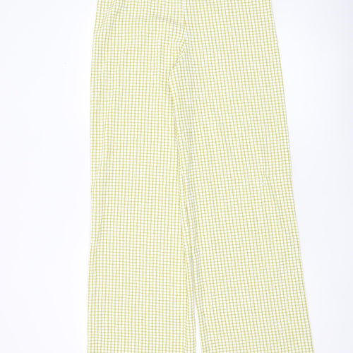 ASOS Women Green Check Wide Leg Trousers Size 12-14 Summer Casual
