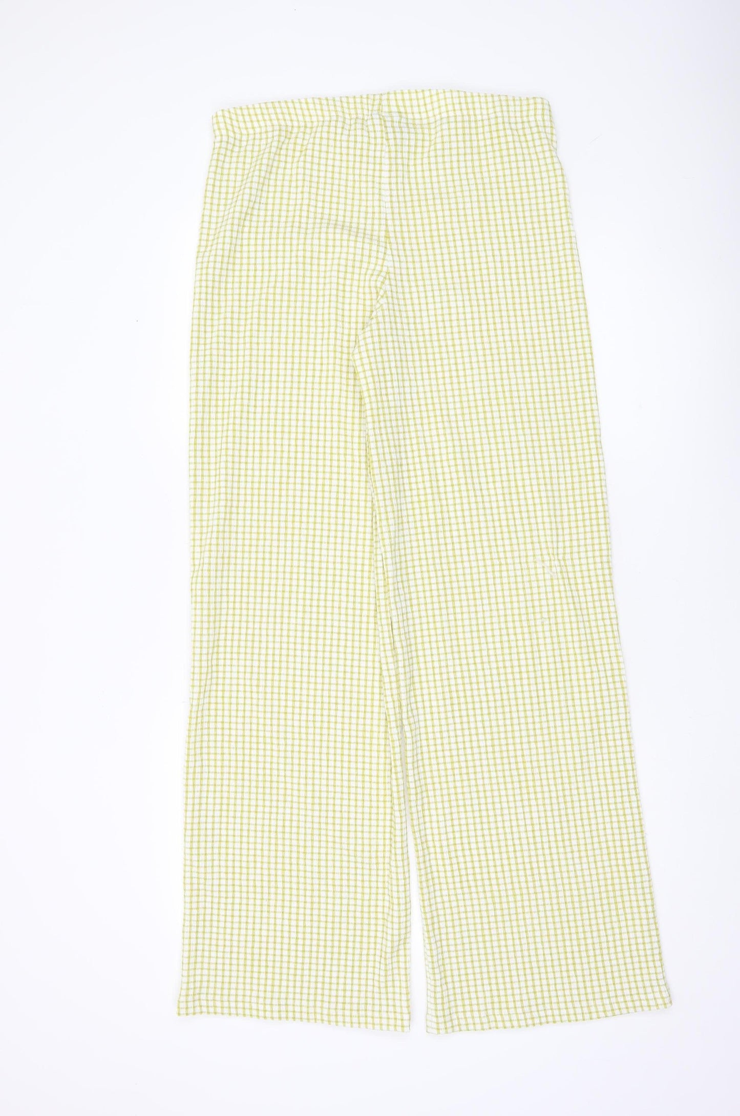 ASOS Women Green Check Wide Leg Trousers Size 12-14 Summer Casual