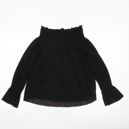 ASOS Women’s Black Off Shoulder Bell Sleeve Tunic Blouse Size 10