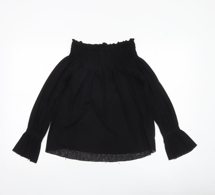ASOS Women’s Black Off Shoulder Bell Sleeve Tunic Blouse Size 10