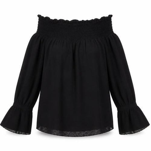 ASOS Women’s Black Off Shoulder Bell Sleeve Tunic Blouse Size 10