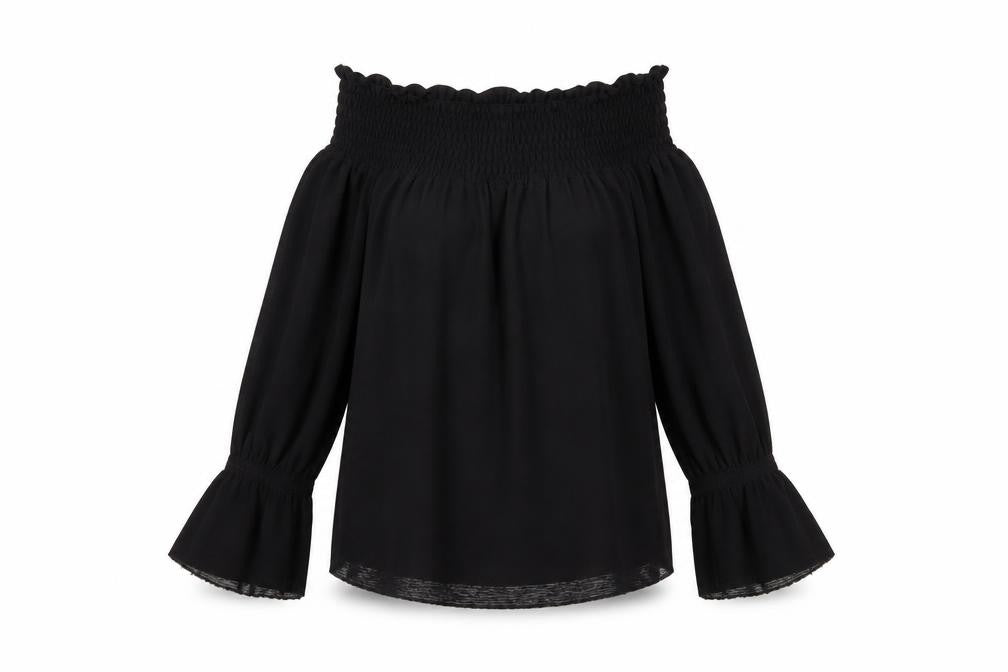 ASOS Women’s Black Off Shoulder Bell Sleeve Tunic Blouse Size 10