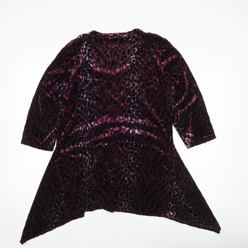 Joanna Hope Womens Purple Velvet Animal Print Tunic Blouse Size 16