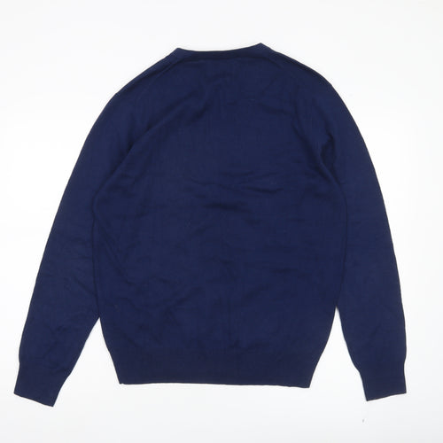 John Lewis Men's Blue Cotton Blend V-Neck Jumper Size S