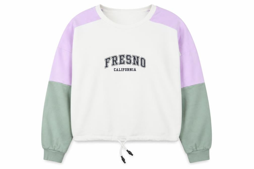 H&M Women’s Colourblock Fresno Sweatshirt White Green Purple Size S