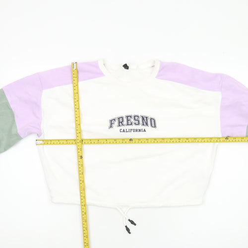 H&M Women’s Colourblock Fresno Sweatshirt White Green Purple Size S