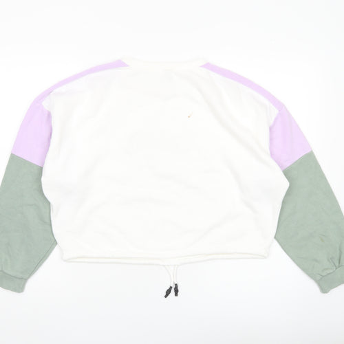 H&M Women’s Colourblock Fresno Sweatshirt White Green Purple Size S