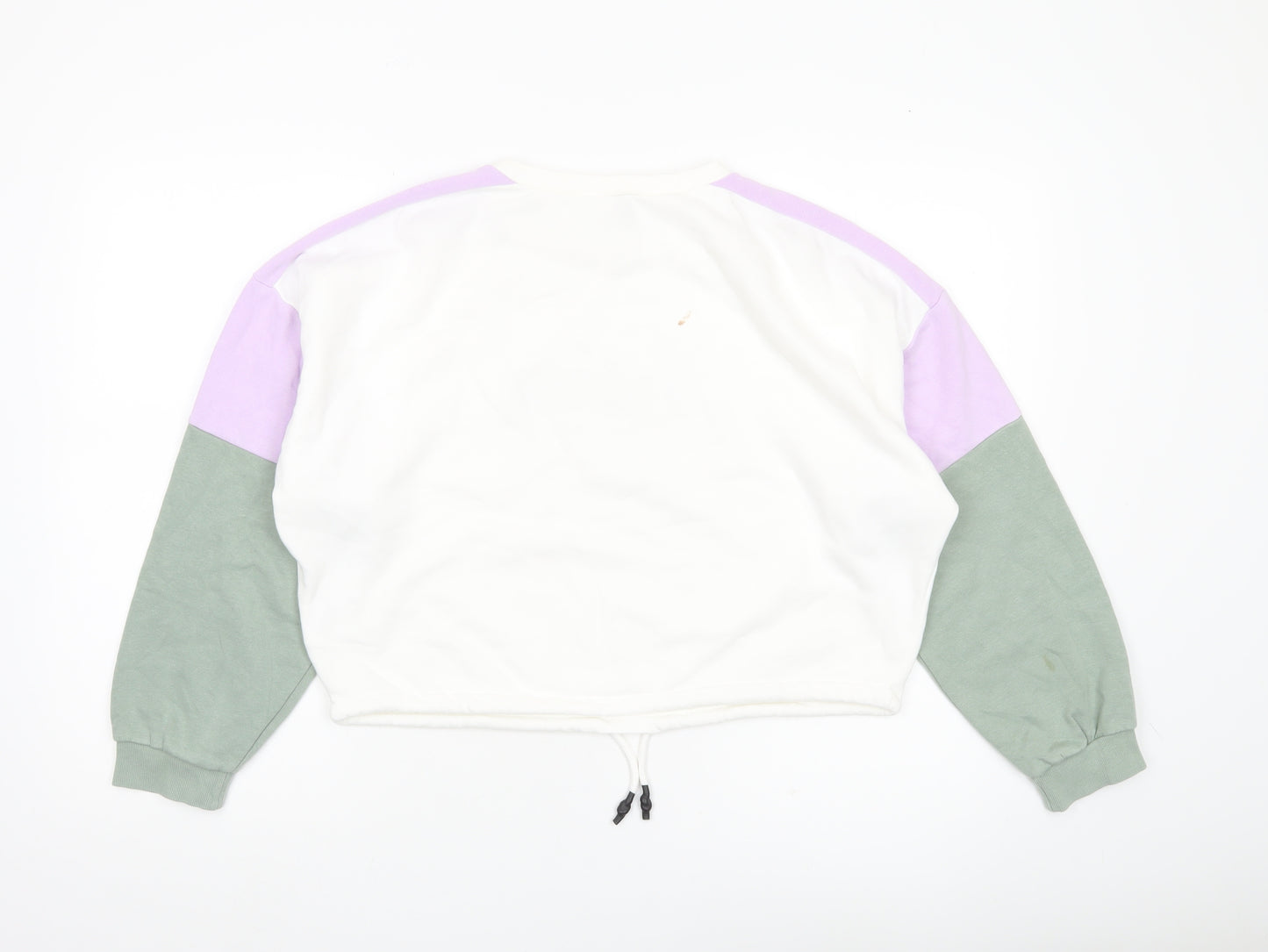 H&M Women’s Colourblock Fresno Sweatshirt White Green Purple Size S
