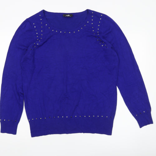 Wallis Women’s Blue Studded Crew Neck Pullover Jumper Size 18