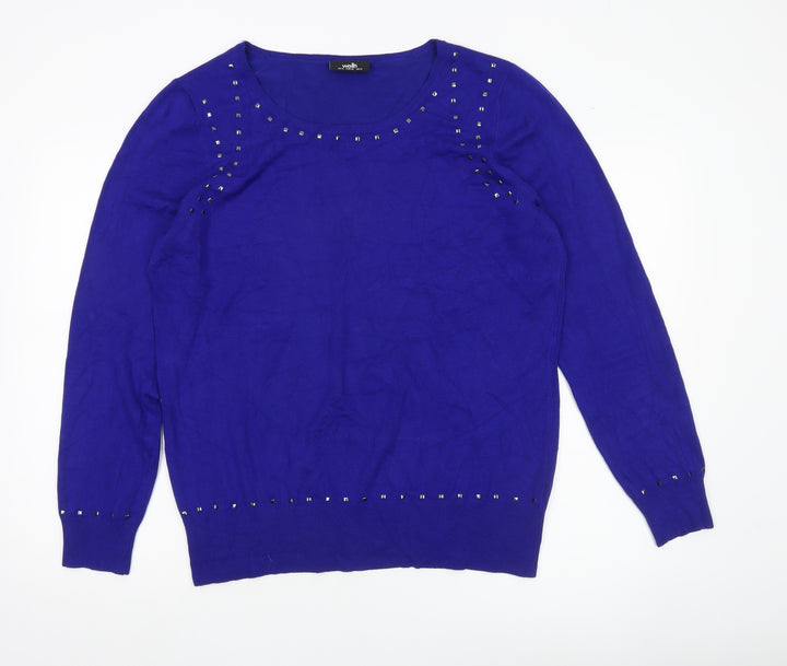 Wallis Women’s Blue Studded Crew Neck Pullover Jumper Size 18