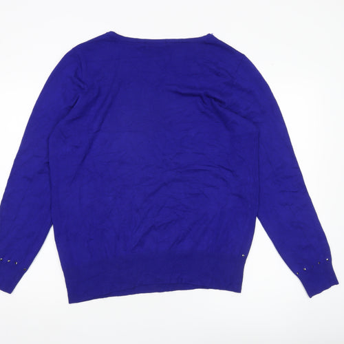 Wallis Women’s Blue Studded Crew Neck Pullover Jumper Size 18