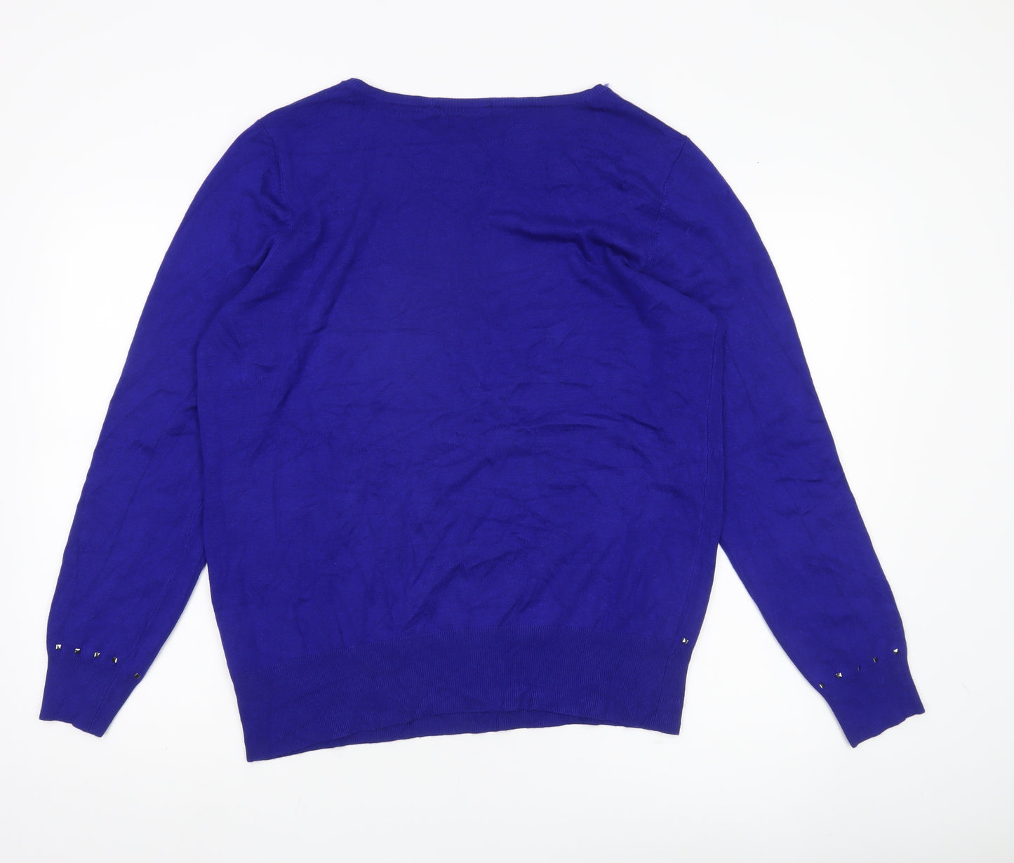 Wallis Women’s Blue Studded Crew Neck Pullover Jumper Size 18