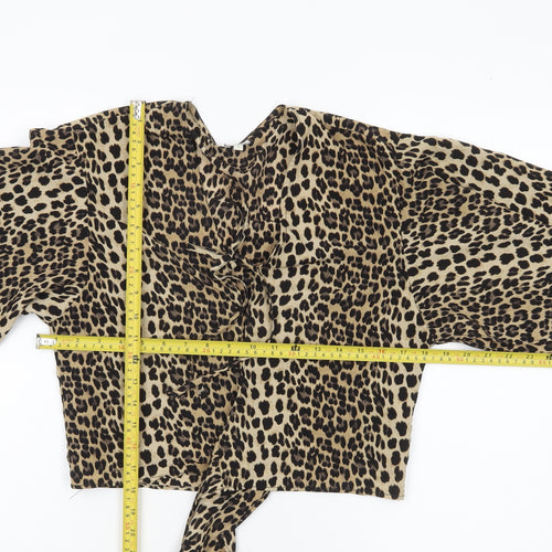 River Island Womens Brown Leopard Wrap Blouse Size 8