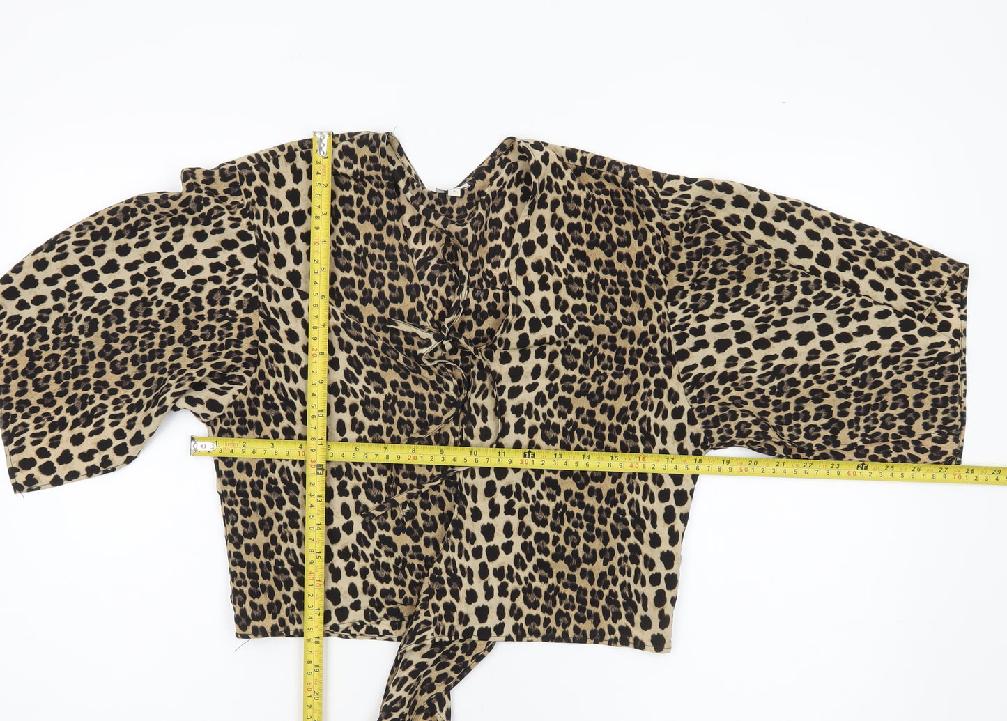 River Island Womens Brown Leopard Wrap Blouse Size 8