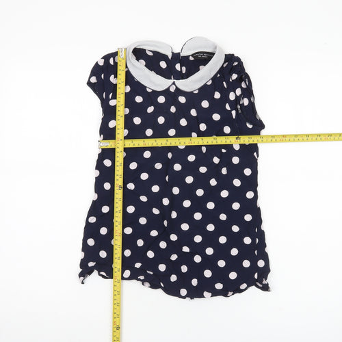 Dorothy Perkins Women’s Blue Polka Dot Collared Blouse Size 8