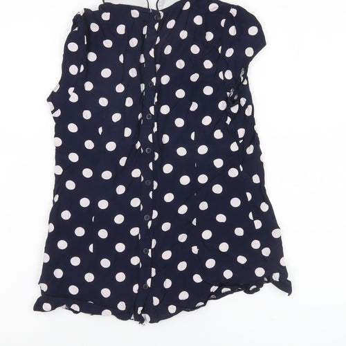 Dorothy Perkins Women’s Blue Polka Dot Collared Blouse Size 8