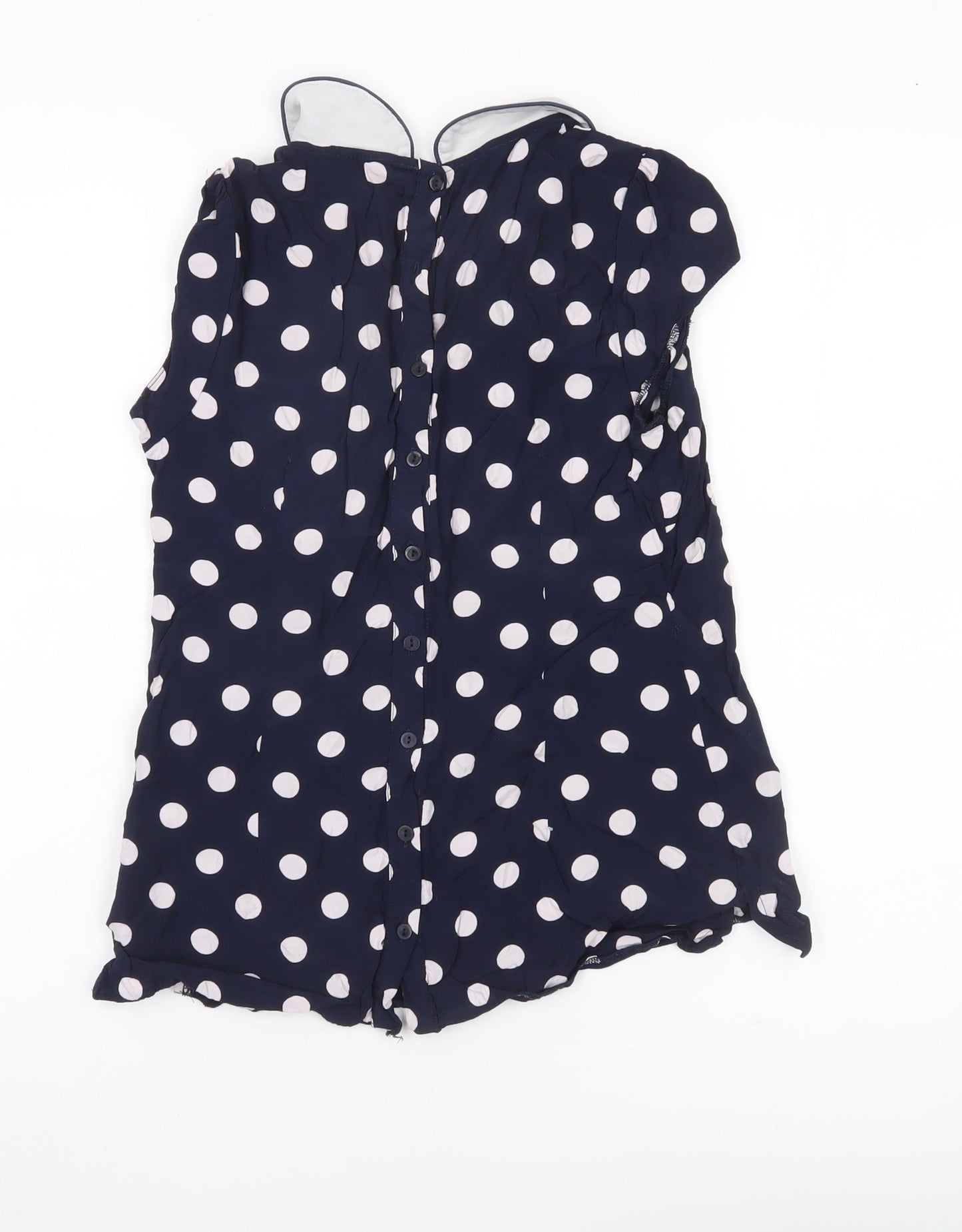 Dorothy Perkins Women’s Blue Polka Dot Collared Blouse Size 8