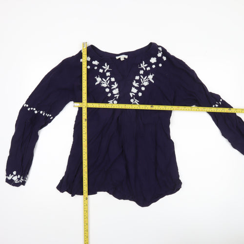 JoJo Maman Bébé Women’s Purple Floral Embroidered Tunic Blouse L