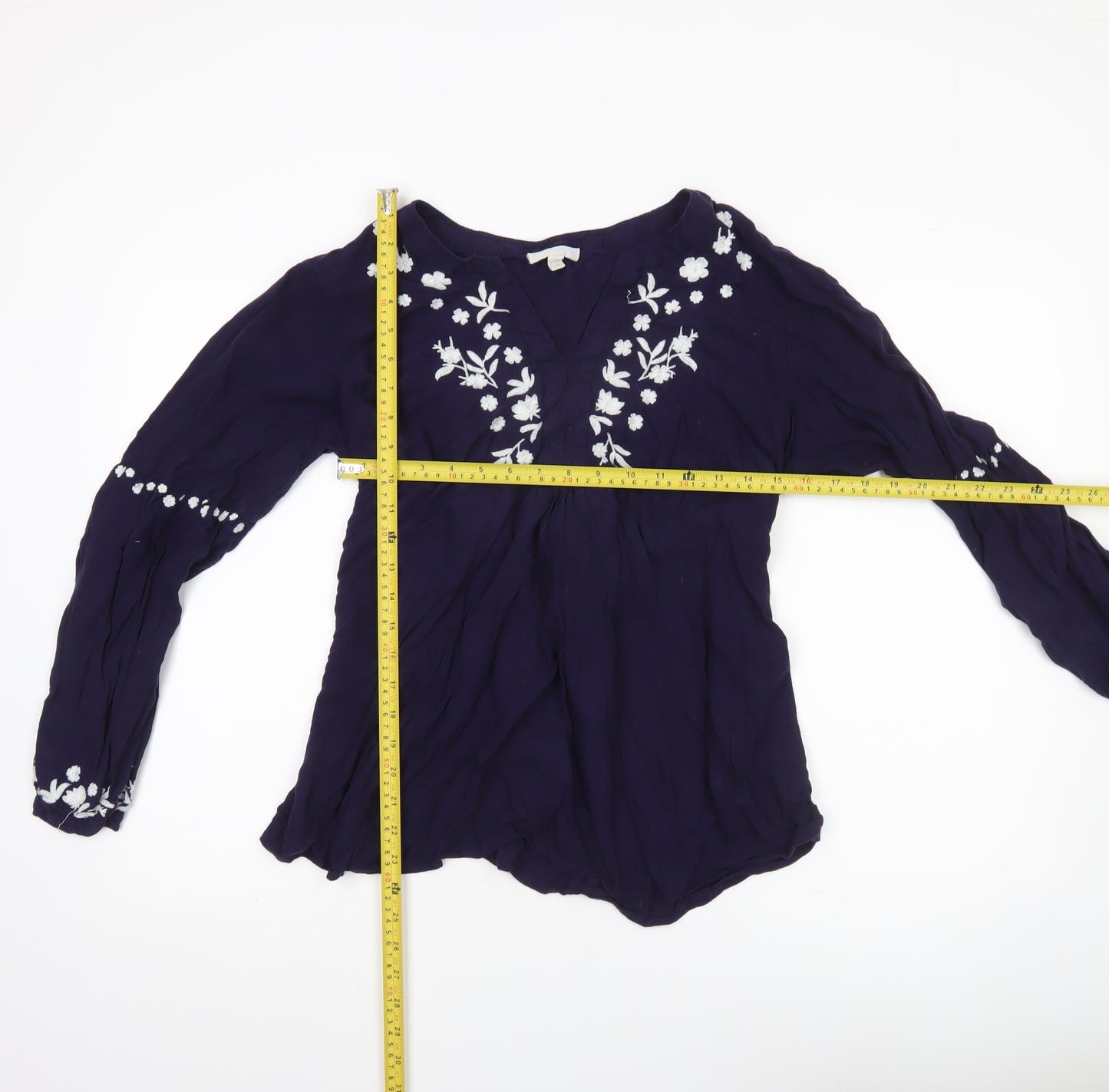 JoJo Maman Bébé Women’s Purple Floral Embroidered Tunic Blouse L