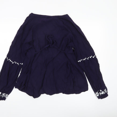 JoJo Maman Bébé Women’s Purple Floral Embroidered Tunic Blouse L