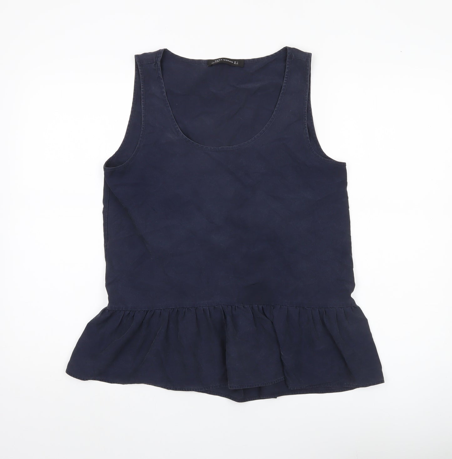 Zara Women Blue Size 8 Scoop Neck Sleeveless Tank Top