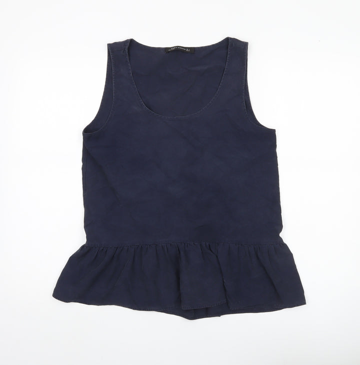 Zara Women Blue Size 8 Scoop Neck Sleeveless Tank Top